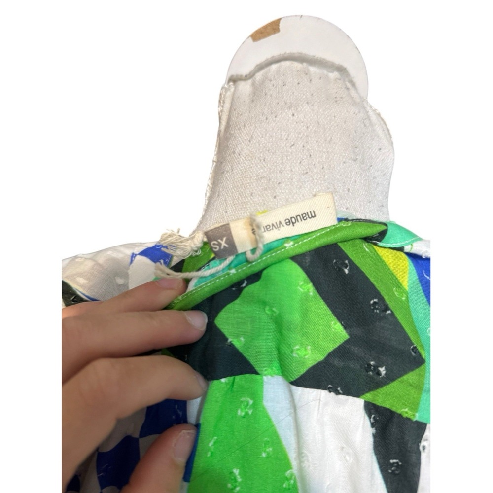Maude Vivante BAUHAUS WENDY DRESS Green Vibrant Print Resort Dress Size XS - Picture 5 of 5
